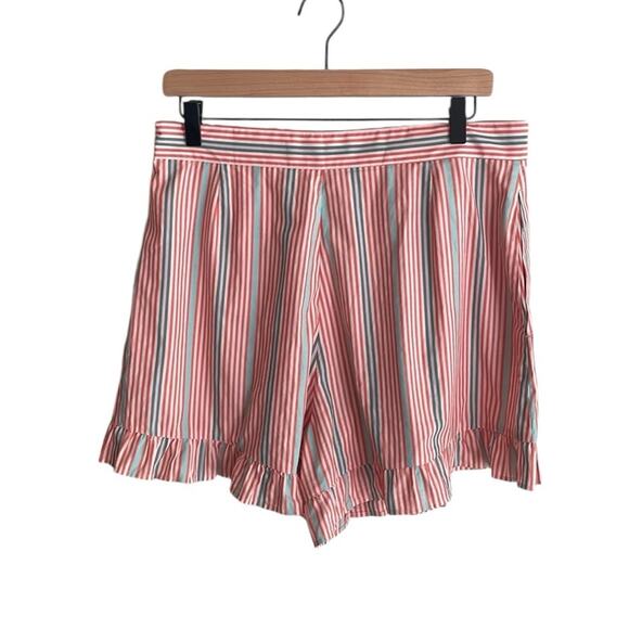 SEE BY CHLOÉ Neo Janis Striped Cotton Poplin Frill Shorts Red Multicolored - Picture 4 of 16